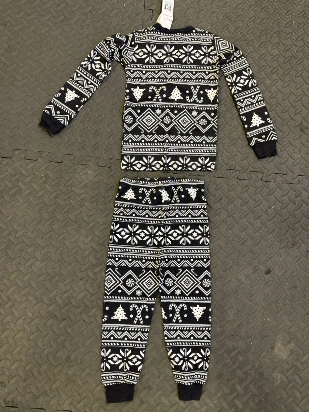 The Children's Place Black & White Holiday Sweater Pajama Set